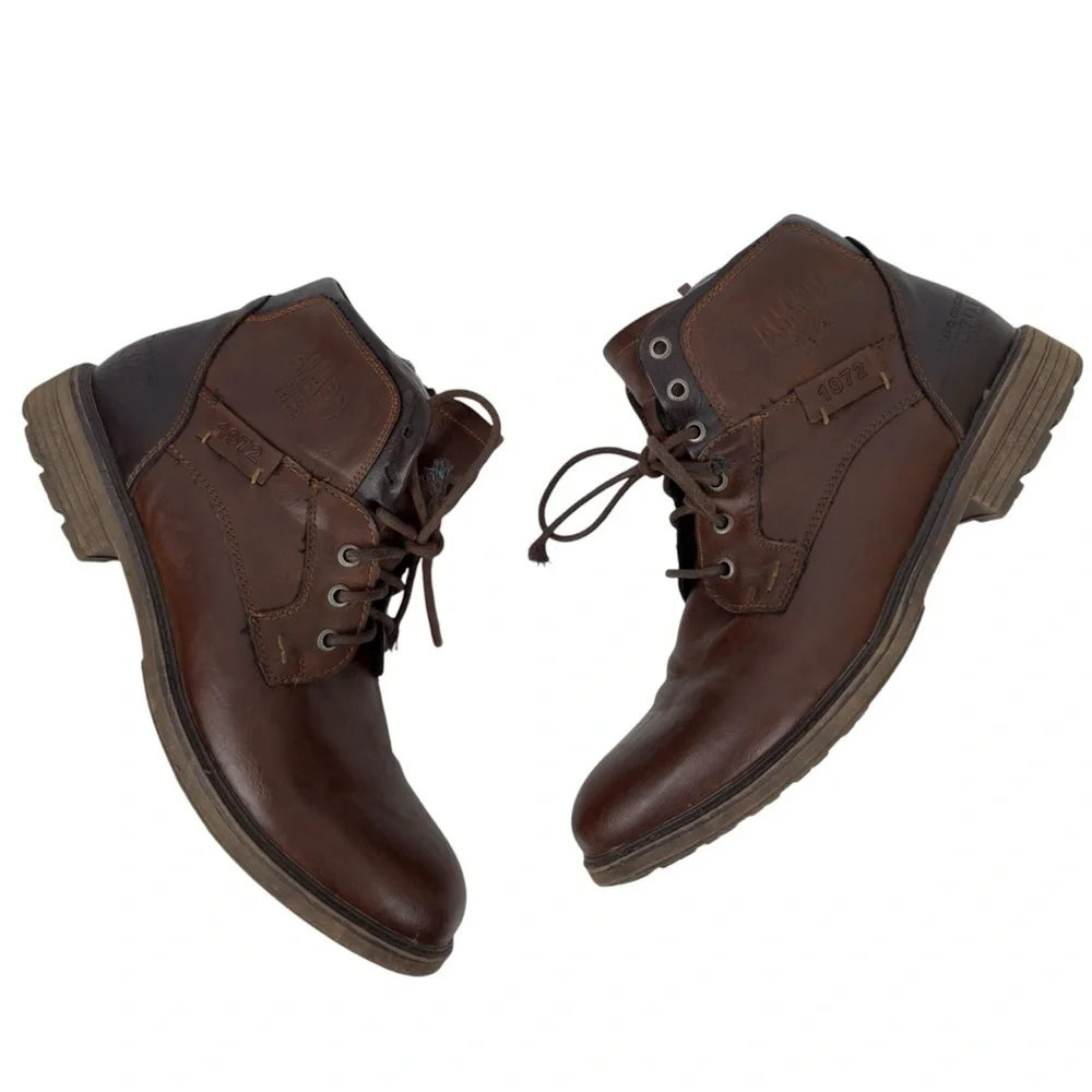 AMAPO Men Oxford Boots Buckle Dress Lace Up Boots Lace-Up Side Zip SZ 11